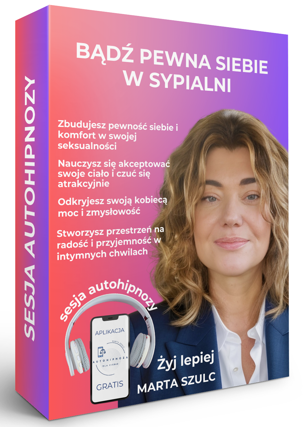 Okładka nagrania autohipnozy „Bądź pewna siebie w sypialni” – sesja wspierająca kobiecą zmysłowość, akceptację i pewność siebie w intymności