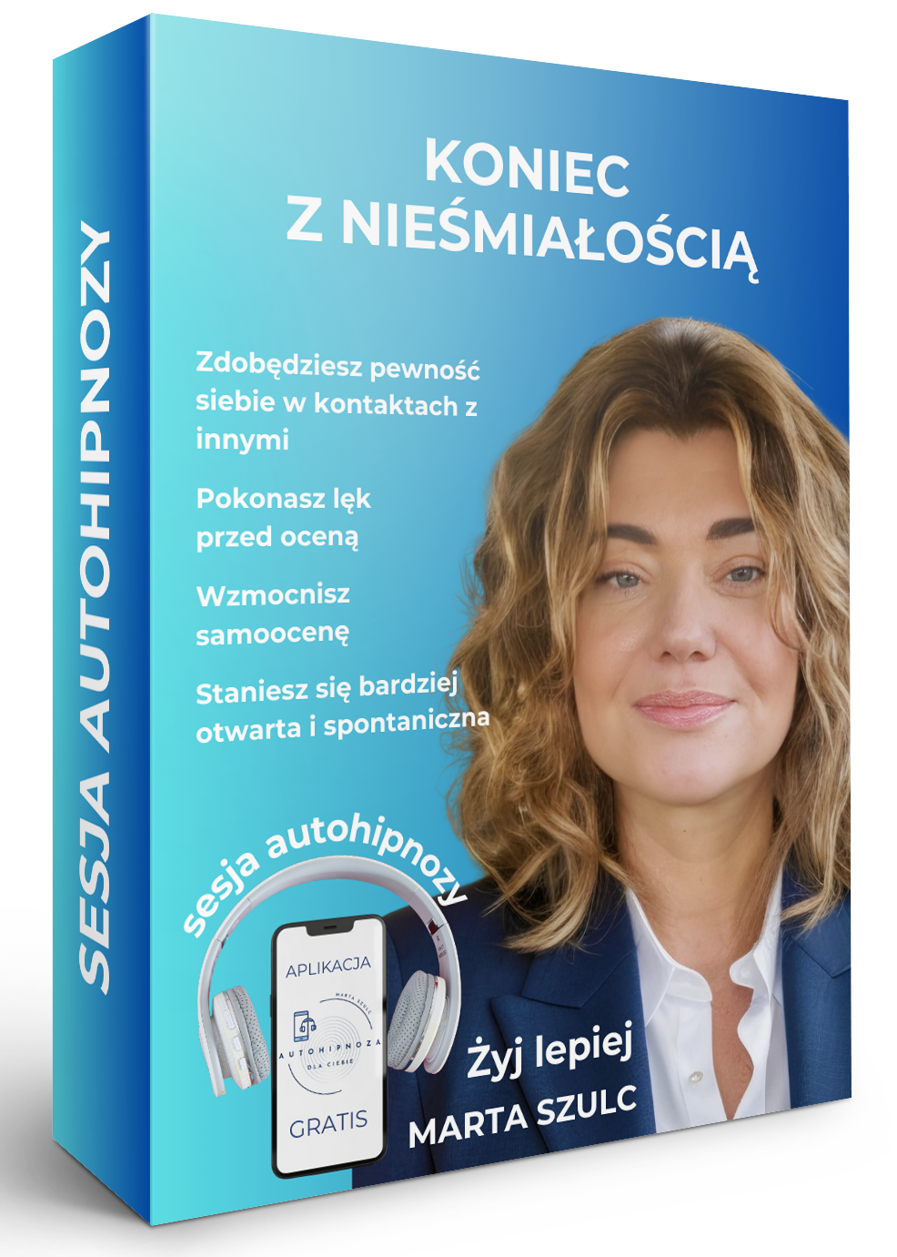 Okładka nagrania autohipnozy Koniec z nieśmiałością – sesja wspierająca pewność siebie i swobodę w kontaktach